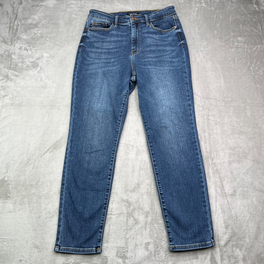 Judy Blue Jeans Womens 30 Blue Slim Fit Medium Wash Stretch Denim Whiskers